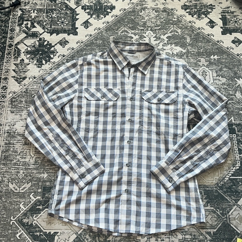 Eddie Bauer men’s checkered button down shirt size medium - Picture 2 of 8